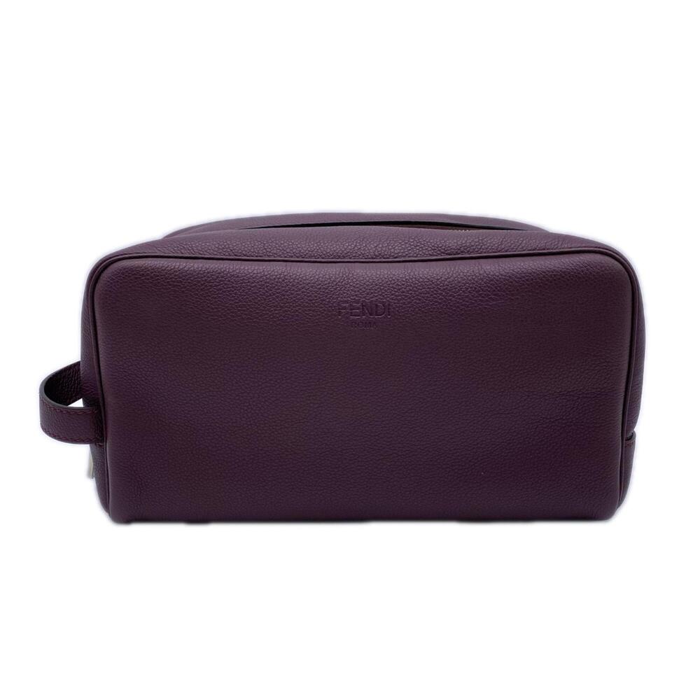 FENDI Calf Leather Fendi Roma Clutch Bag 7AS378 Second Wine Red Men's